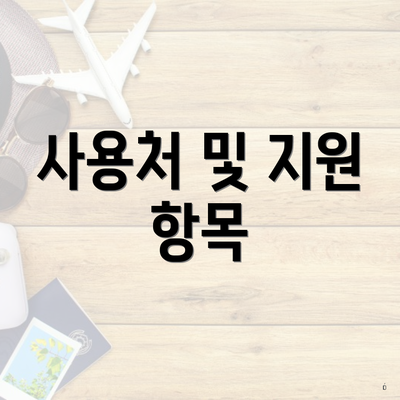 사용처 및 지원 항목