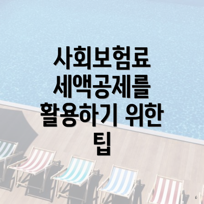 사회보험료 세액공제를 활용하기 위한 팁