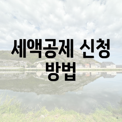세액공제 신청 방법