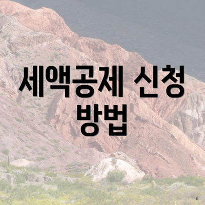 세액공제 신청 방법