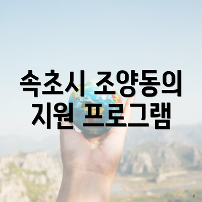 속초시 조양동의 지원 프로그램