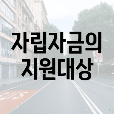 자립자금의 지원대상