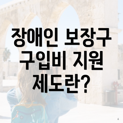 장애인 보장구 구입비 지원 제도란?