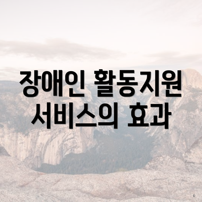 장애인 활동지원 서비스의 효과