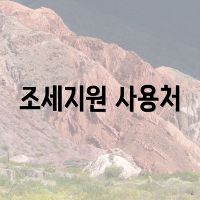 조세지원 사용처