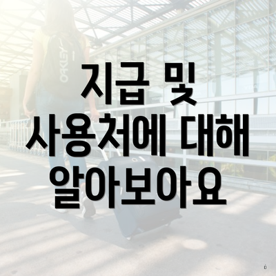 지급 및 사용처에 대해 알아보아요
