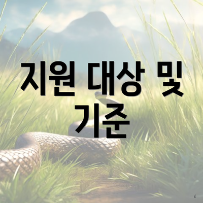 지원 대상 및 기준