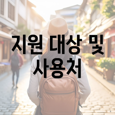 지원 대상 및 사용처