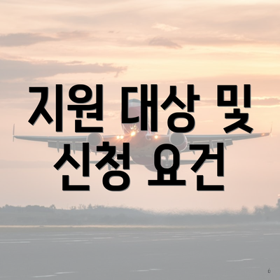 지원 대상 및 신청 요건
