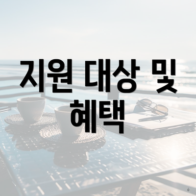 지원 대상 및 혜택