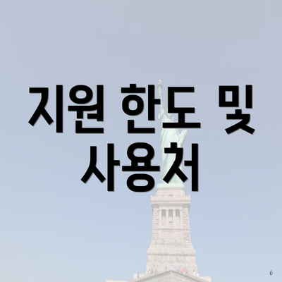 지원 한도 및 사용처