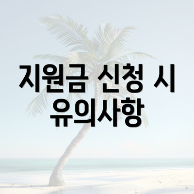 지원금 신청 시 유의사항