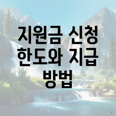 지원금 신청 한도와 지급 방법