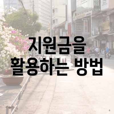 지원금을 활용하는 방법