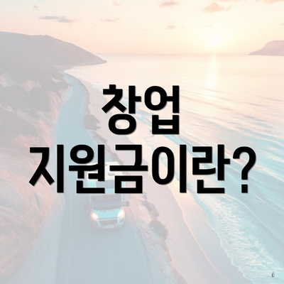창업 지원금이란?