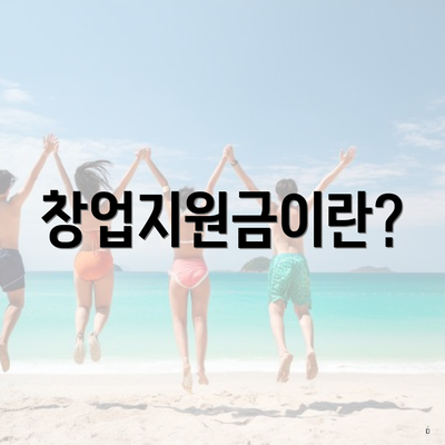 창업지원금이란?