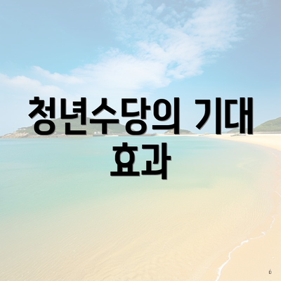 청년수당의 기대 효과