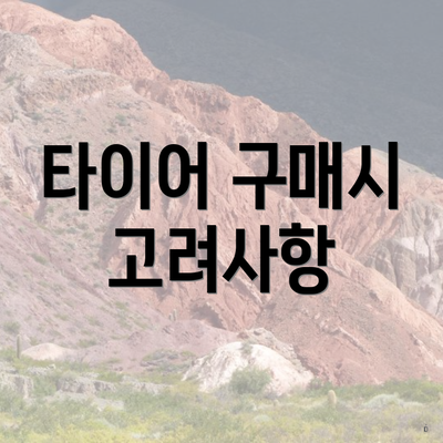 타이어 구매시 고려사항