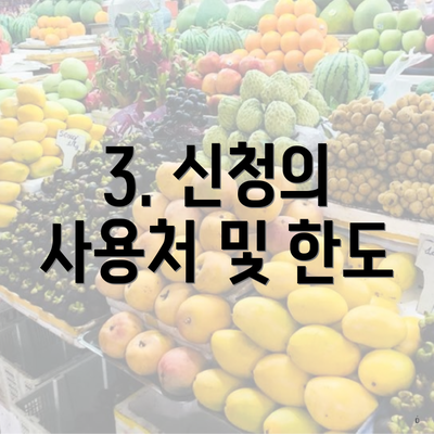 3. 신청의 사용처 및 한도