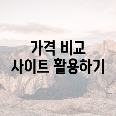 가격 비교 사이트 활용하기