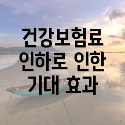 건강보험료 인하로 인한 기대 효과
