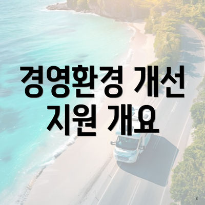 경영환경 개선 지원 개요