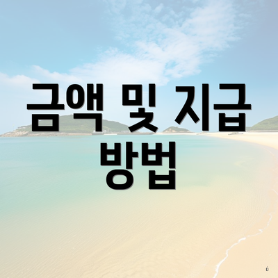 금액 및 지급 방법