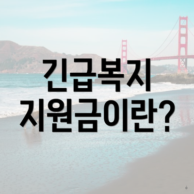 긴급복지 지원금이란?