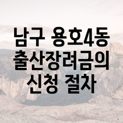 남구 용호4동 출산장려금의 신청 절차