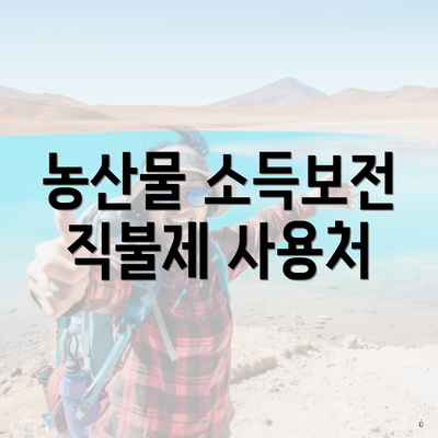 농산물 소득보전 직불제 사용처