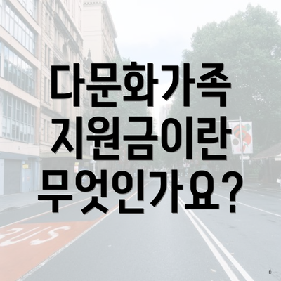 다문화가족 지원금이란 무엇인가요?