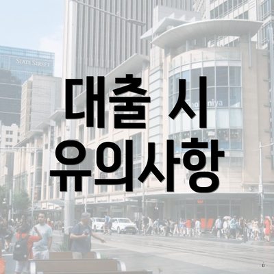 대출 시 유의사항