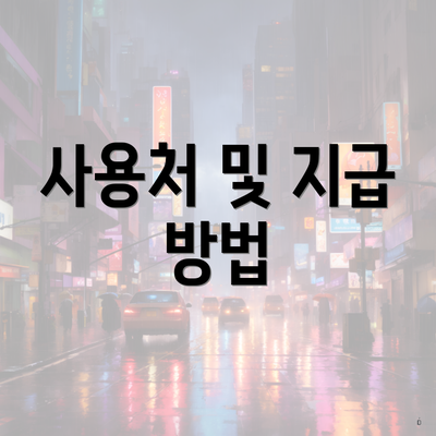 사용처 및 지급 방법