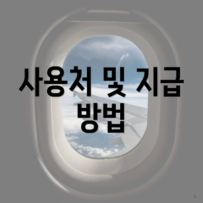 사용처 및 지급 방법