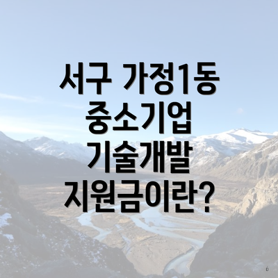 서구 가정1동 중소기업 기술개발 지원금이란?