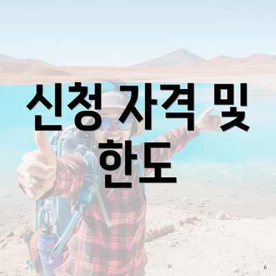 신청 자격 및 한도