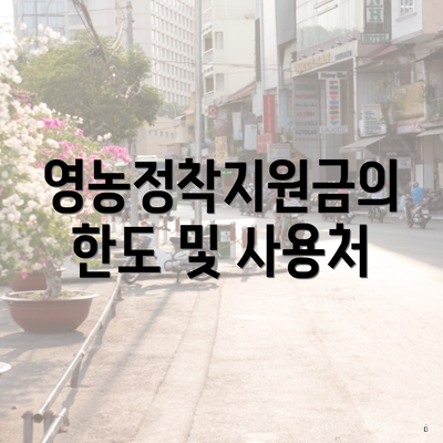 영농정착지원금의 한도 및 사용처