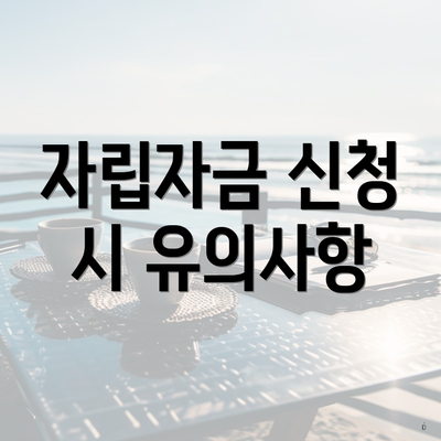 자립자금 신청 시 유의사항