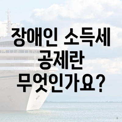 장애인 소득세 공제란 무엇인가요?
