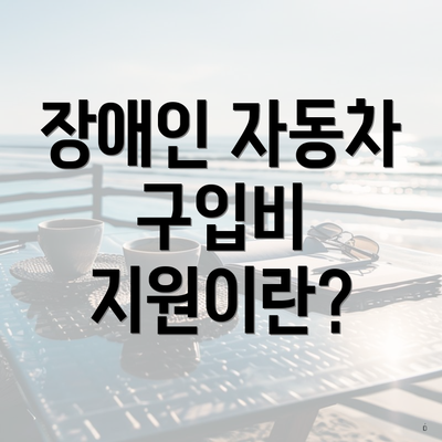 장애인 자동차 구입비 지원이란?