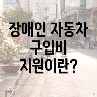 장애인 자동차 구입비 지원이란?