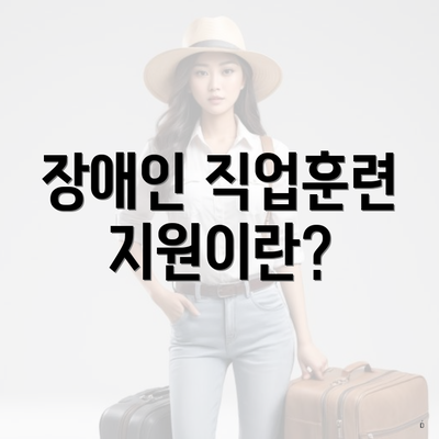 장애인 직업훈련 지원이란?