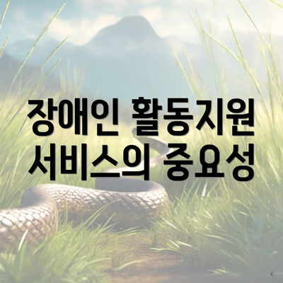 장애인 활동지원 서비스의 중요성