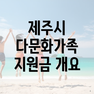 제주시 다문화가족 지원금 개요