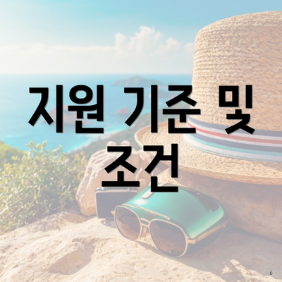 지원 기준 및 조건
