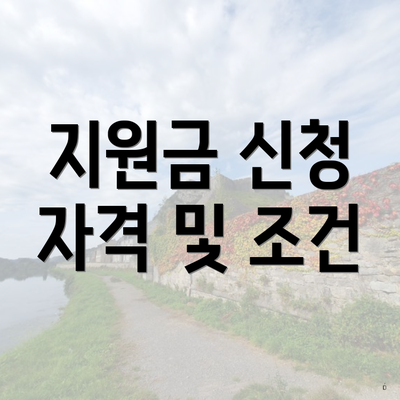 지원금 신청 자격 및 조건