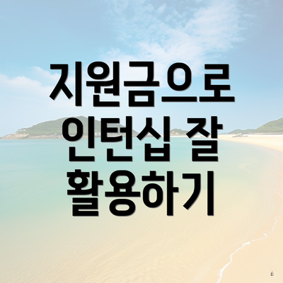지원금으로 인턴십 잘 활용하기