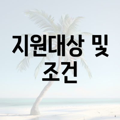 지원대상 및 조건