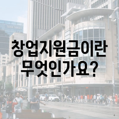 창업지원금이란 무엇인가요?