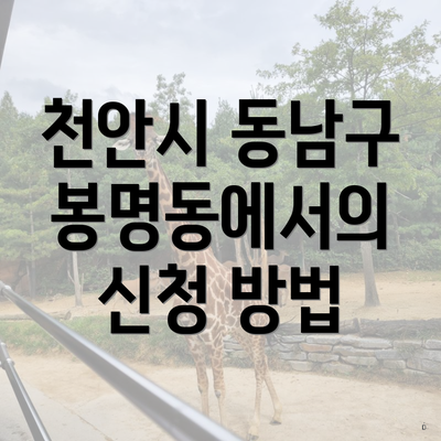 천안시 동남구 봉명동에서의 신청 방법